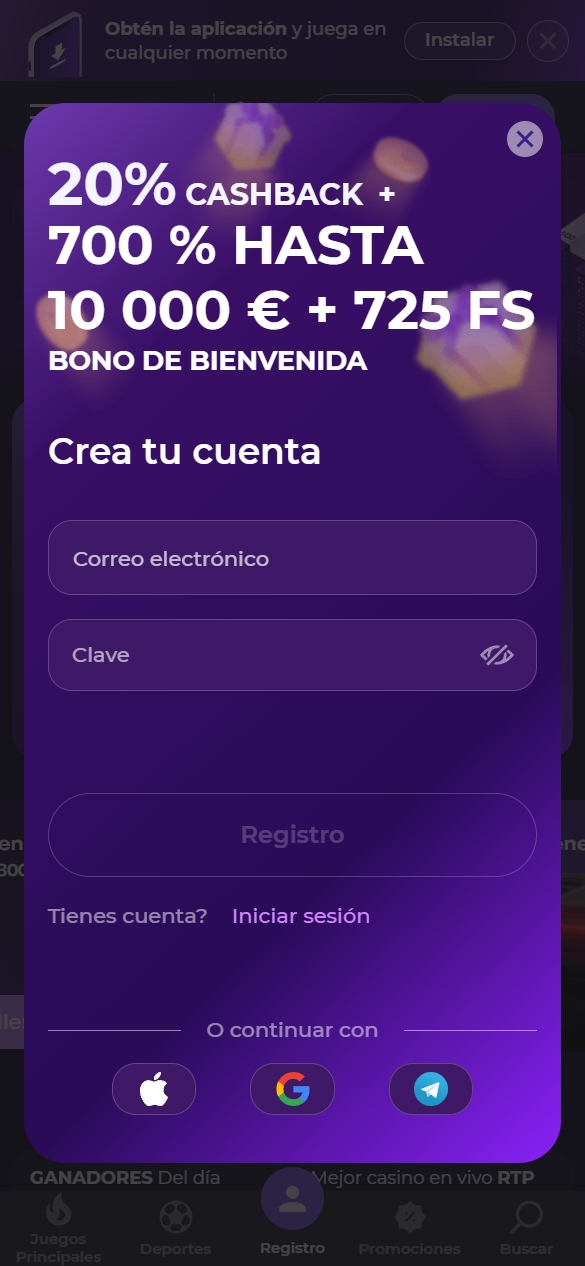 Registro & bonificaciones